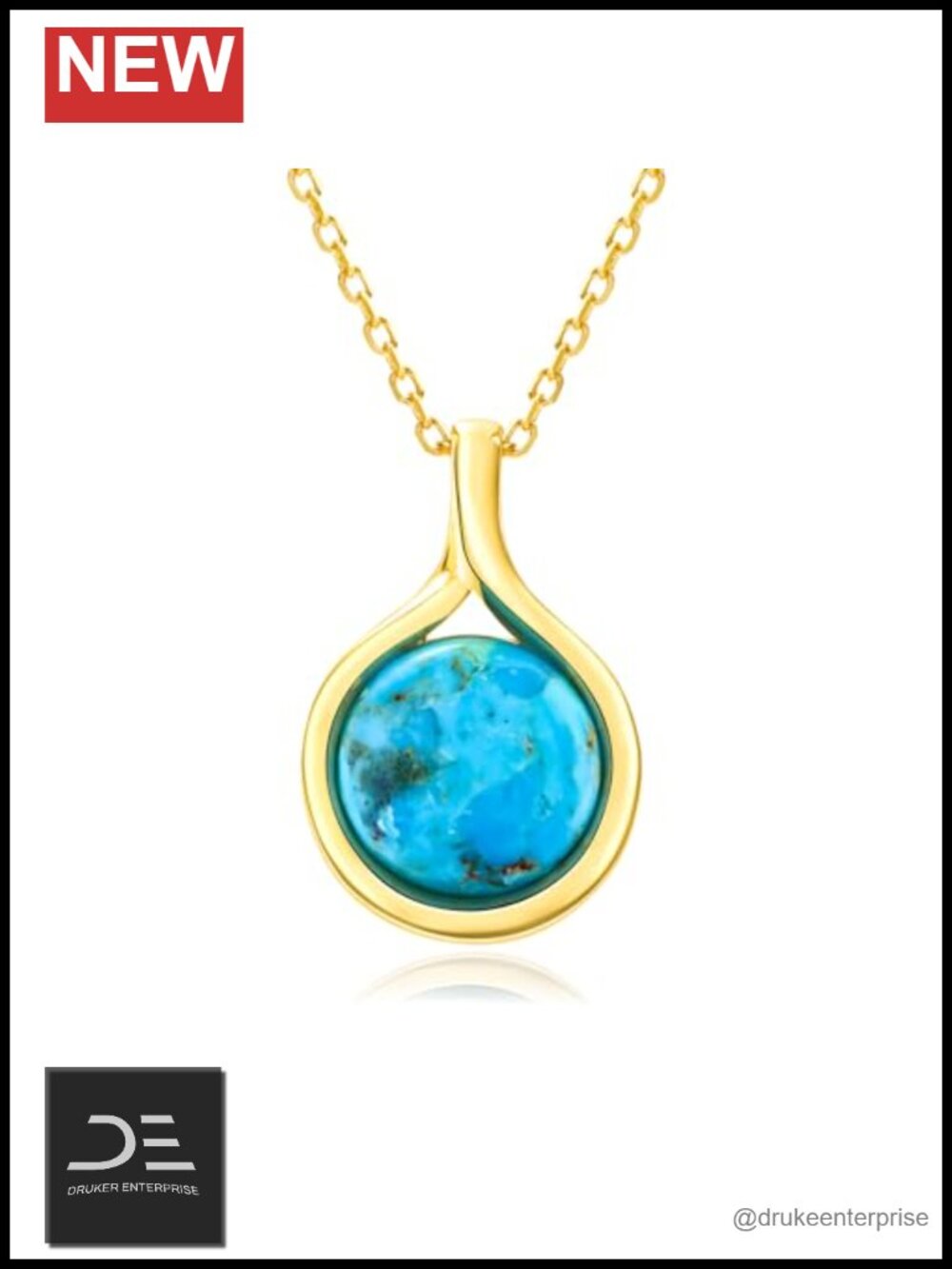 Sterling Silver Turquoise Pendant Necklace 18-20 Inch